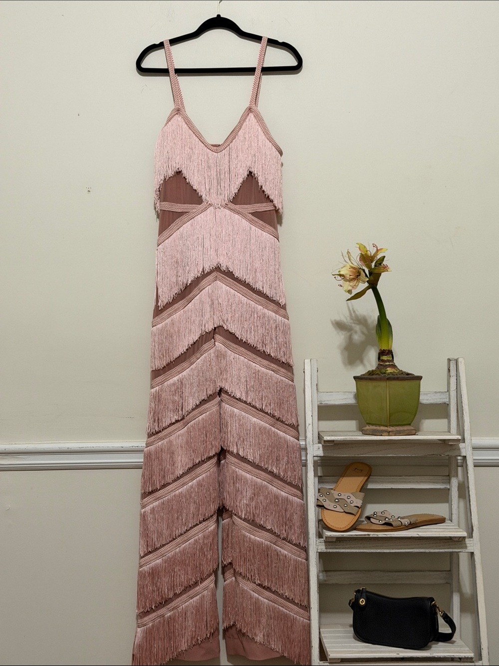 House Of CB London Marcella Fringe Jumpsuit Size M